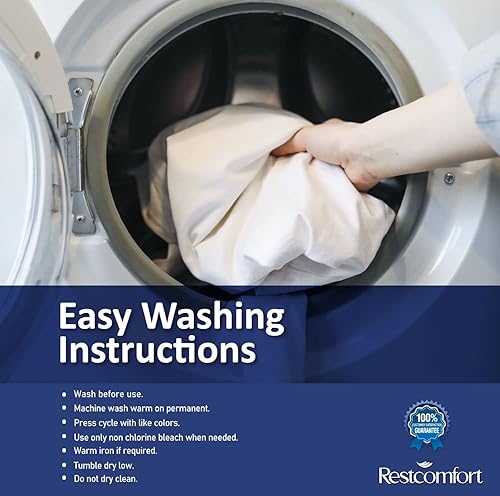 Miniatura 6 de Paquete de 2 fundas de almohada transpirables con cremallera, 400 hilos, 100% algodón de fibra larga, bloqueo de alérgenos y ácaros del polvo