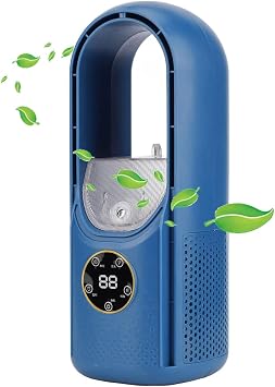 Bladeless Tower Fan, Mini Table Fan for Bedroom, Air Circulator Cooling Fan for Indoor Use, Quiet Table Fan for Bedroom, Home, OfficeBlue