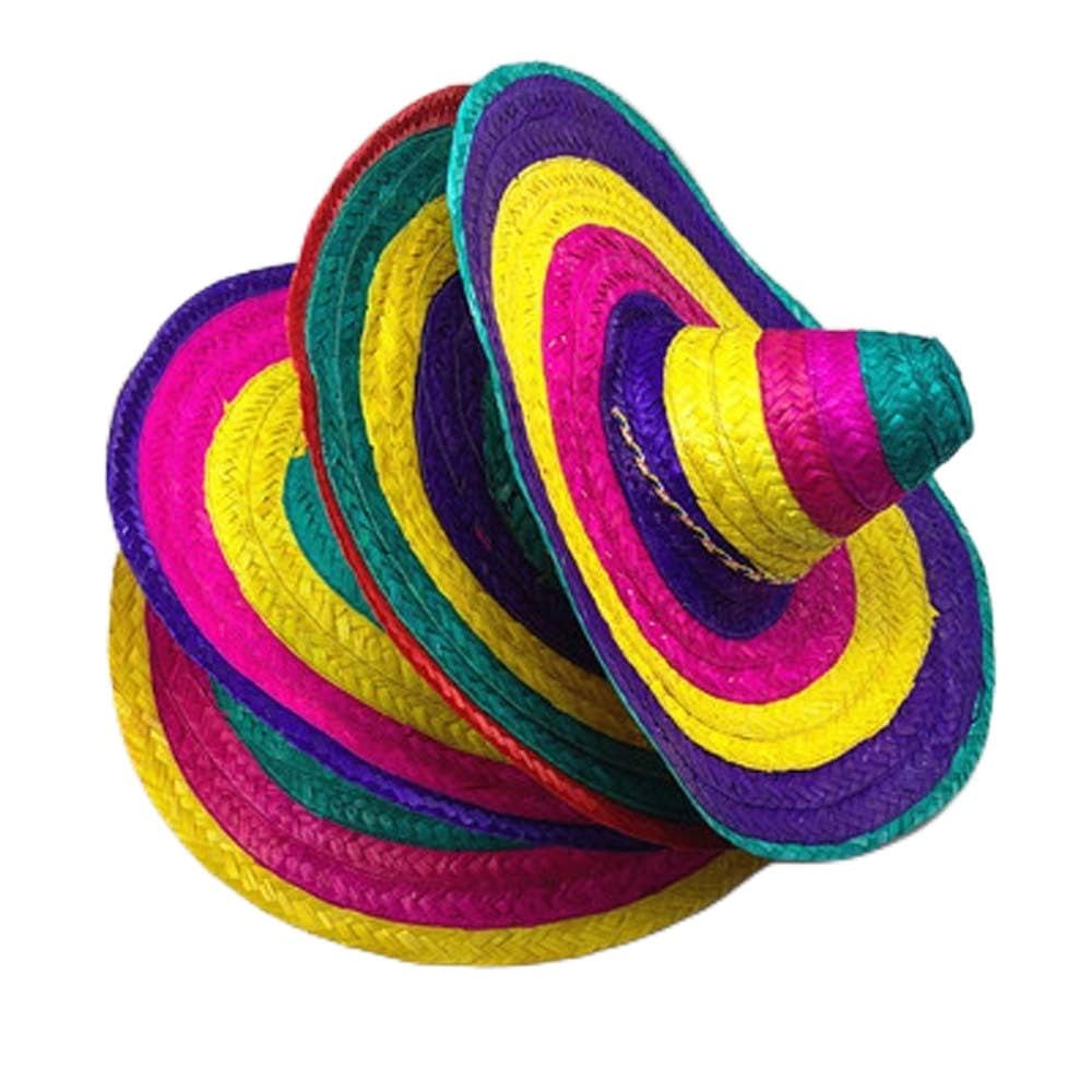 Sombreros de paja coloridos de ala ancha para fiesta mexicana de verano, preformance para el carnaval, sombreros de paja de verano naturales