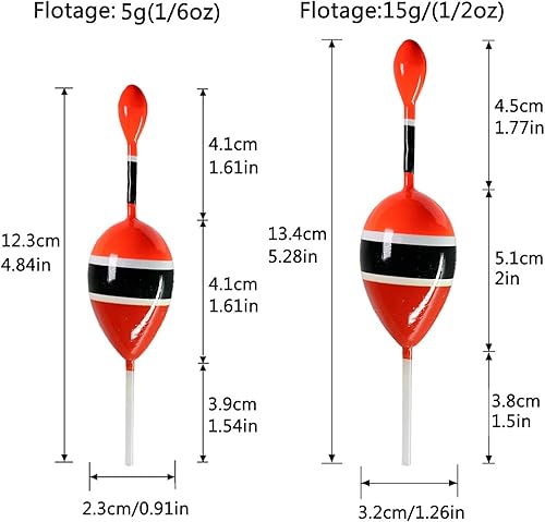 Miniatura 16 de THKFISH Flotadores de pesca Bobbers Slide Floats Balsa Fishing Bobber Slip Bobbers para Crappie Panfish Trucha Bass (1/2 oz 2 x 5.28 pulgadas) (1/6