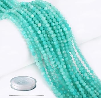 AD Beads Natural Gemstone Diamond-Cut Micro-Faceted 4mm Small Round DIY Necklace Bracelet Jewelry Making Beads Amazonite