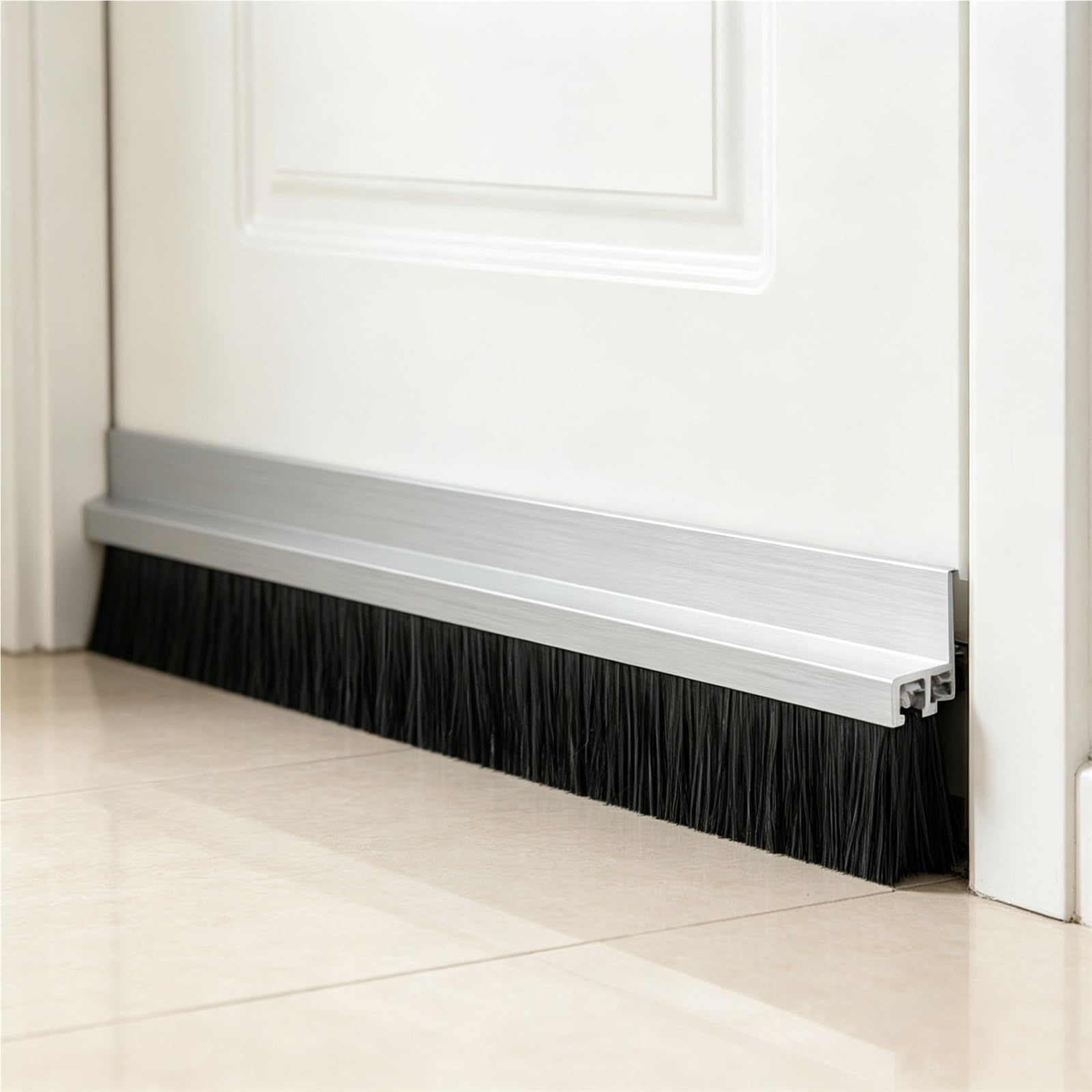cepillo puerta entrada Cepillo De Tira De Aleación De Aluminio, Industrial Resistente Con Cerdas De Nailon, Sello De Fregado Inferior De Puerta Con Soporte(1 pc,Brush Height 300mm)