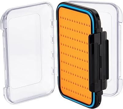 Gonex Fly Boxes for Fly Fishing files Jigs Waterproof Double Sided Fly Case | 4.1"x 3.0"x 1.2", Orange Small Dry Fly Boxes, Easy Grip Transparent Lid, Multi Sizes & Colors Available