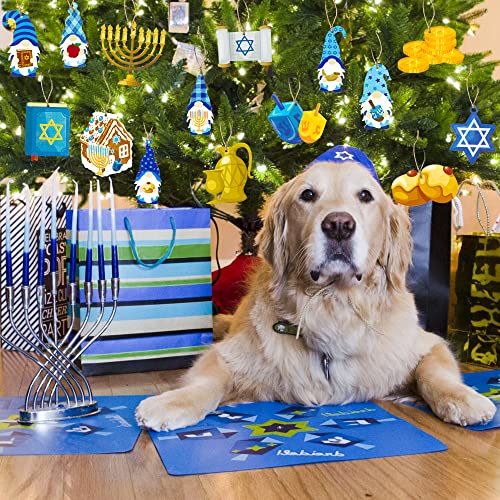 Watinc 46Pcs Hanukkah Gnome Hanging Wooden Ornament Decorations, Menorah Dreidel Hexagram Grid Elf Chanukah Party Wood Gift Tags Decor Hang Crafts Pendant Signs Favor Supplies For Home Tree Wall #TOP5