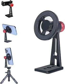Ruittos Tripod Mount for Magsafe Metal Phone Holder with Magnetic Mount, 2 in 1 Compatible with iPhone, Samsung, Pixel etc., Phone Stand and Clamp for Christmas