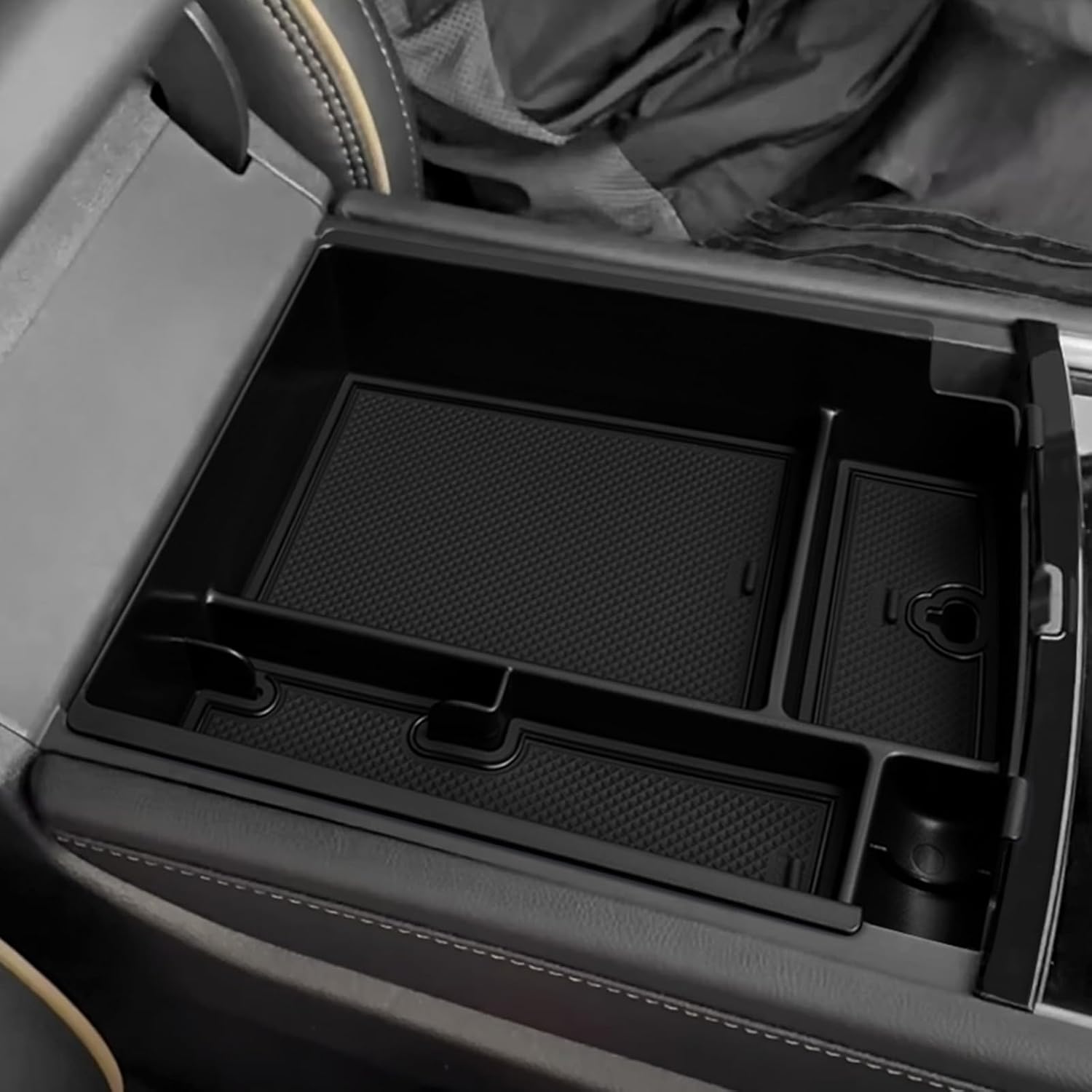 smabee Center Console Organizer Compatible with Chevy Traverse/GMC Acadia/Buick Enclave 2024 2025 2026 Armrest Storage Box ABS Storage Tray Interior Accessories Black
