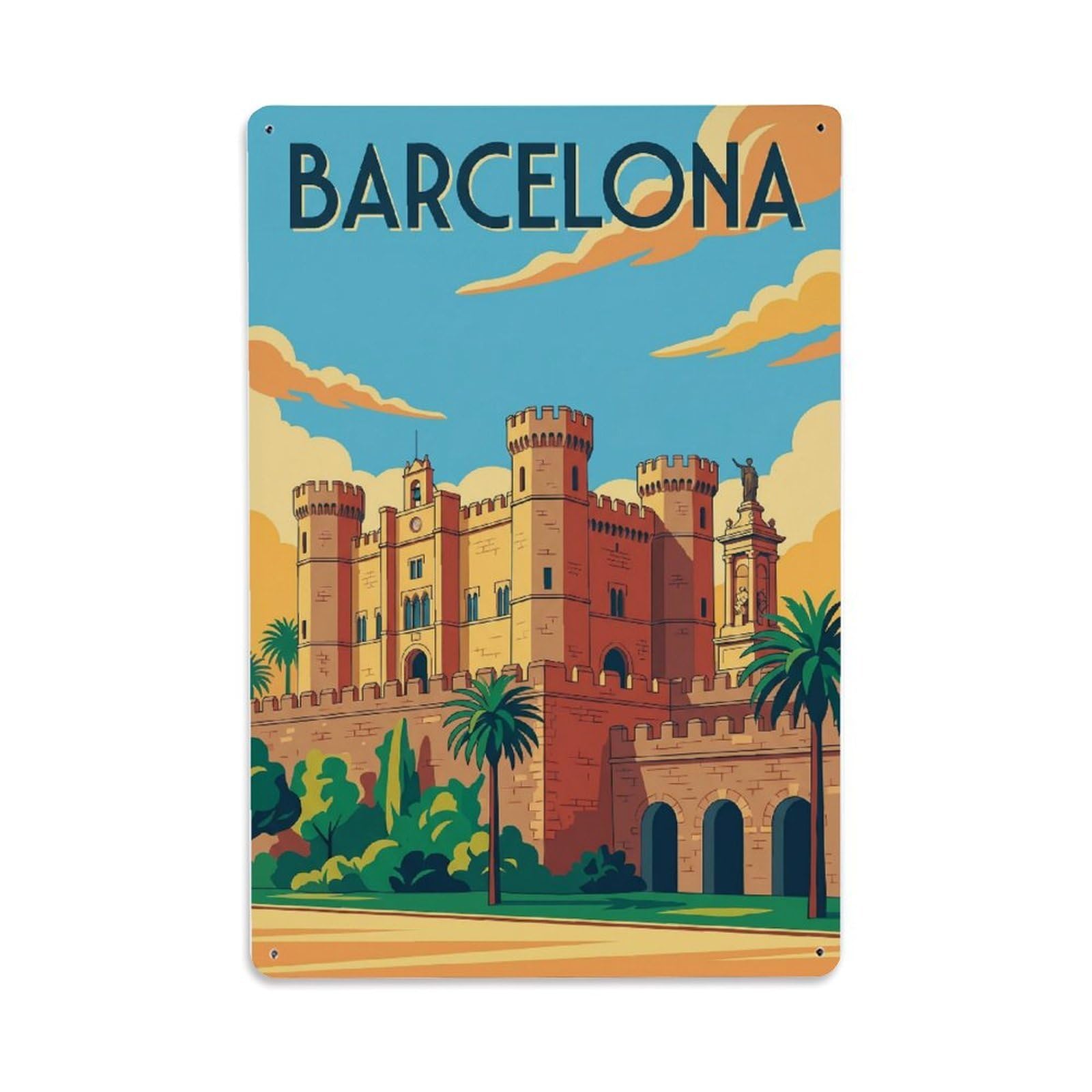 Vintage Travel Citadel Spain Historic Metal Tin Sign Plaque Wall Decor for Cafe, Club Bar, Office, Home Garden Metal Poster 8x12Inch