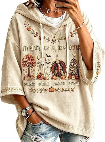 Women's I'm Ready for the 'ber Months Hoodie Cozy Tee Ber Months Sweatshirt (US, Alpha, XX-Large, Regular, Regular, 1, Apricot)