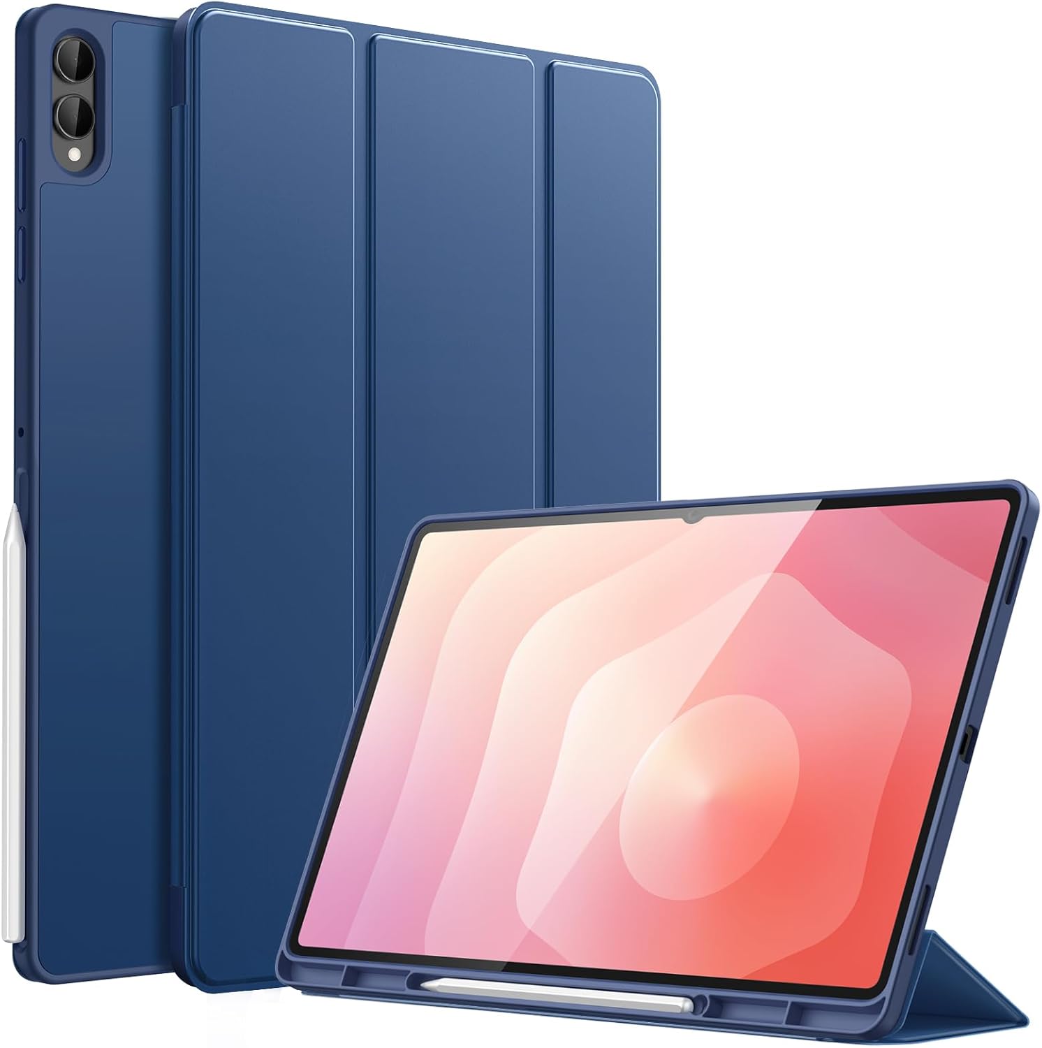 JETech Case for Samsung Galaxy Tab S11 Ultra with S Pen Holder, Soft TPU Tri-Fold Stand Protective Tablet Cover, Auto Wake/Sleep (Navy)