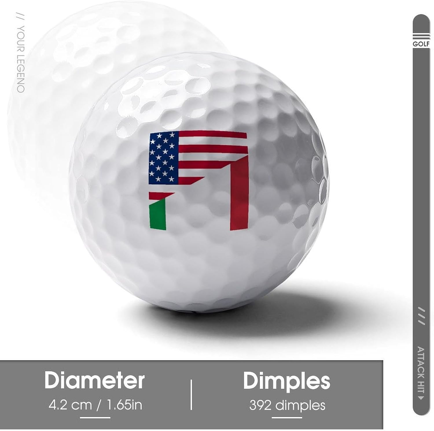 U.S. Italy Flag Funny Practice Golf Balls Limited Flight Training Ball for Backyard Indoor Outdoor