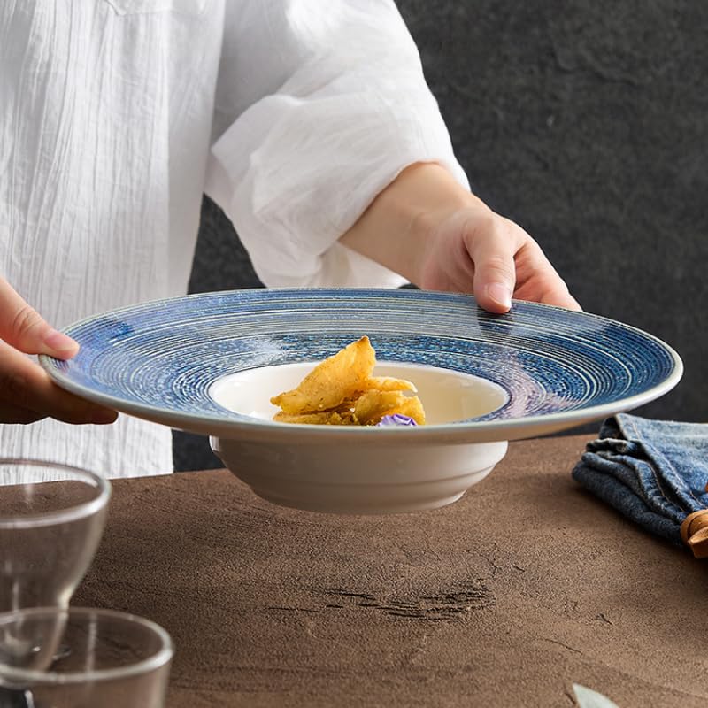 Piatti Cena Piatti da cena creativi in ​​ceramica Stoviglie for hotel e ristoranti Piatti da cena Piatti da zuppa for uso domestico Piatti freddi Forniture Per Feste(12 inches)