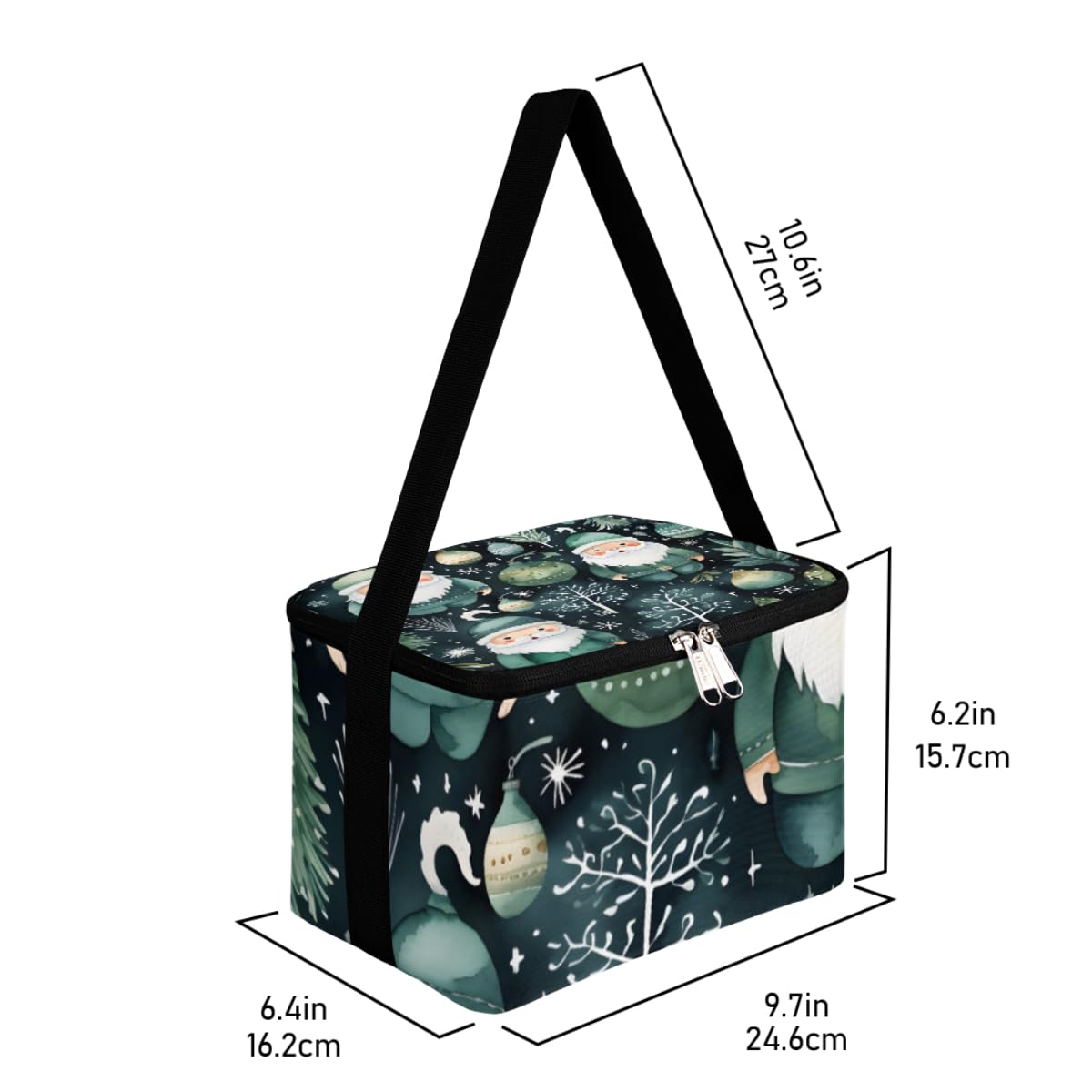 GzLeyigou Lunch Bags for Women Men 9 Cans,Christmas Xmas Santa Claus Hot & Cold Food Delivery Bag Insulated Grocery Bag Insulated Lunch Box Cooler Bag for Office Work Picnic Beach