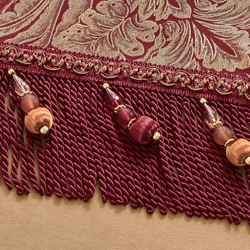 Loom and Mill Luxury Table Runner 90 Inches Long, Classic Jacquard Dining Table Runners with Multi-Tassels for Dining Room Dresser Christmas Party Holiday Banquet Decorations (Wine Red,13*90 inch) by Loom and Mill - Used condition - Image 4
