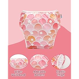 ALVABABY Baby Swim Diapers 3pcs One Size Reuseable Washable & Adjustable for Swimming Lesson & Baby Shower Gifts Blue Gray White 3SWY59