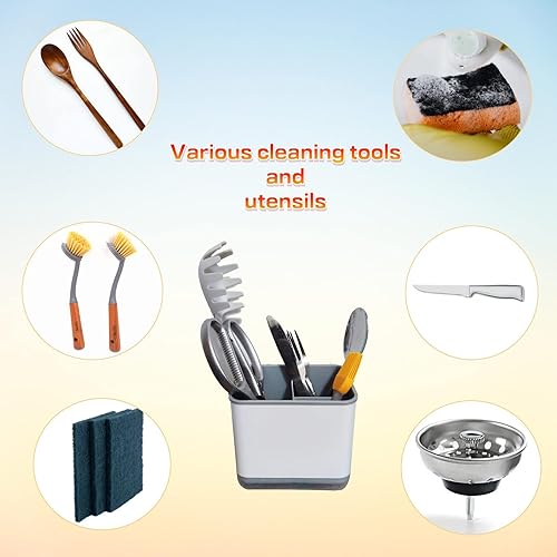 Miniatura 6 de Soporte para cepillos de cocina, organizador de secado de utensilios, cepillo de botellasoporte para esponja, organizador de encimera de fregadero