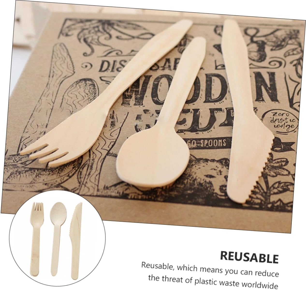 12pcs Disposable Wooden Cutlery Set Spoons Knives Forks for Parties Birthdays Picnics Events Convenient Tableware Supplies for Easy Cleanup
