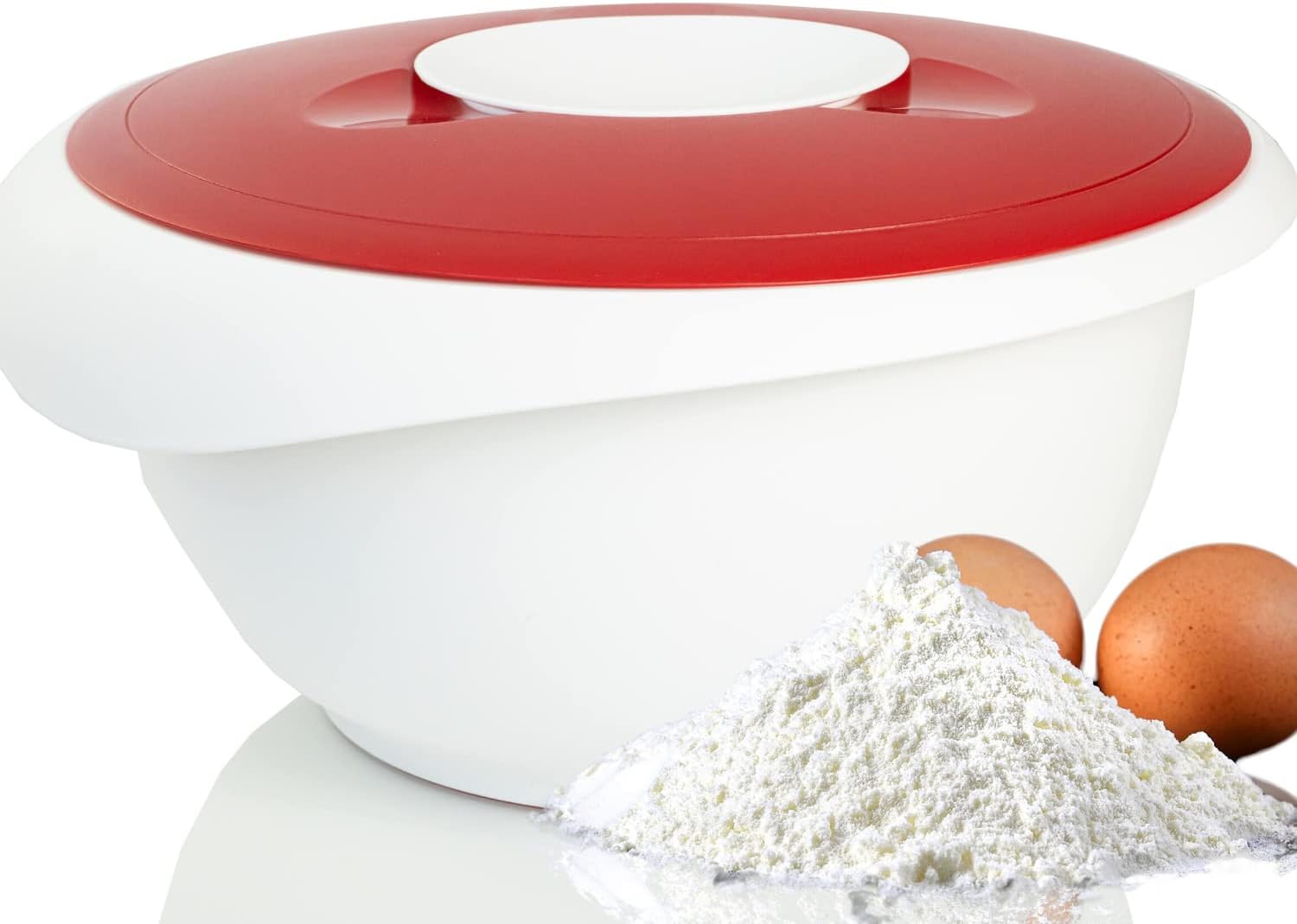 Mixing bowl with two-part lid, 3.5 l, red