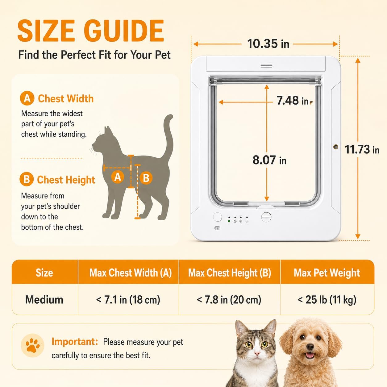 Smart Cat Door with Remote Control, White Pet Flap with 5 Collar Tag Keys, 4 Locking Modes, Selective Entry Door for Cats & Small Dogs