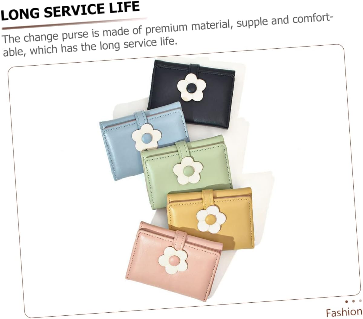 LIFKOME Compact Trifold Student Wallet with Cute Flower Pattern Lightweight PU Coin Purse for Portable Card Holder for Bank and Id Cards Stylish Korean Folding Design