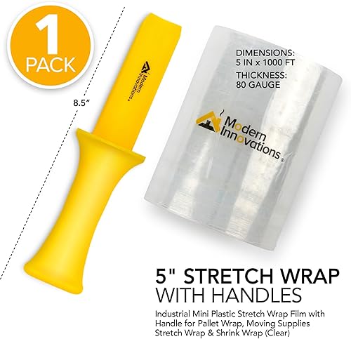 Miniatura 8 de Modern Innovations Rollo de envoltura elástica transparente de 15 pulgadas con asas (2 rollos a 2000 pies), envoltura retráctil resistente para