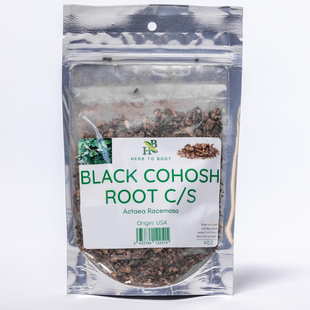 Herb To Body Black Cohosh Root C/S – Actaea Racemosa, Cut & Sifted Black Cohosh Root for Herbal Tea, Botanical Preparations & Traditional Herb Blends, Resealable Pouch 4 oz
