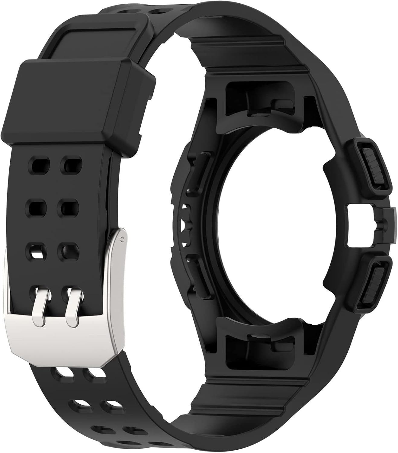 Disscool Replacement Wrist Bands Compatible with Samsung Galaxy Watch 4 40mm Integrated Strap for Man Woman Adjustable Soft Silicone Quick Release Watch Band(Black)