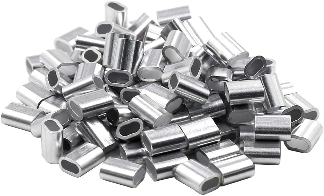 100pcs 3/32 inch Wire Rope Sleeves Aluminum Clip Fittings Cable Crimps