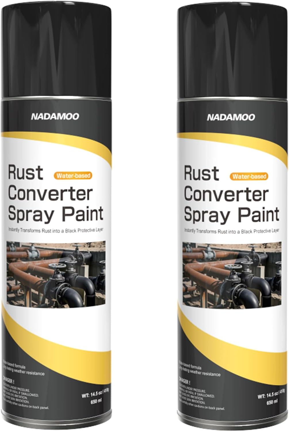 NADAMOO Rust Coverter Spray Paint, Black, 2 Cans