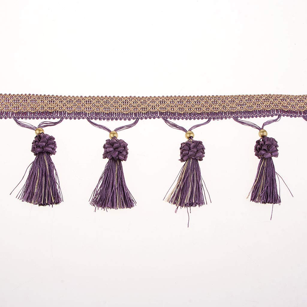 Frange à franges vintage pour rideaux, coussins, vêtements (violet foncé)