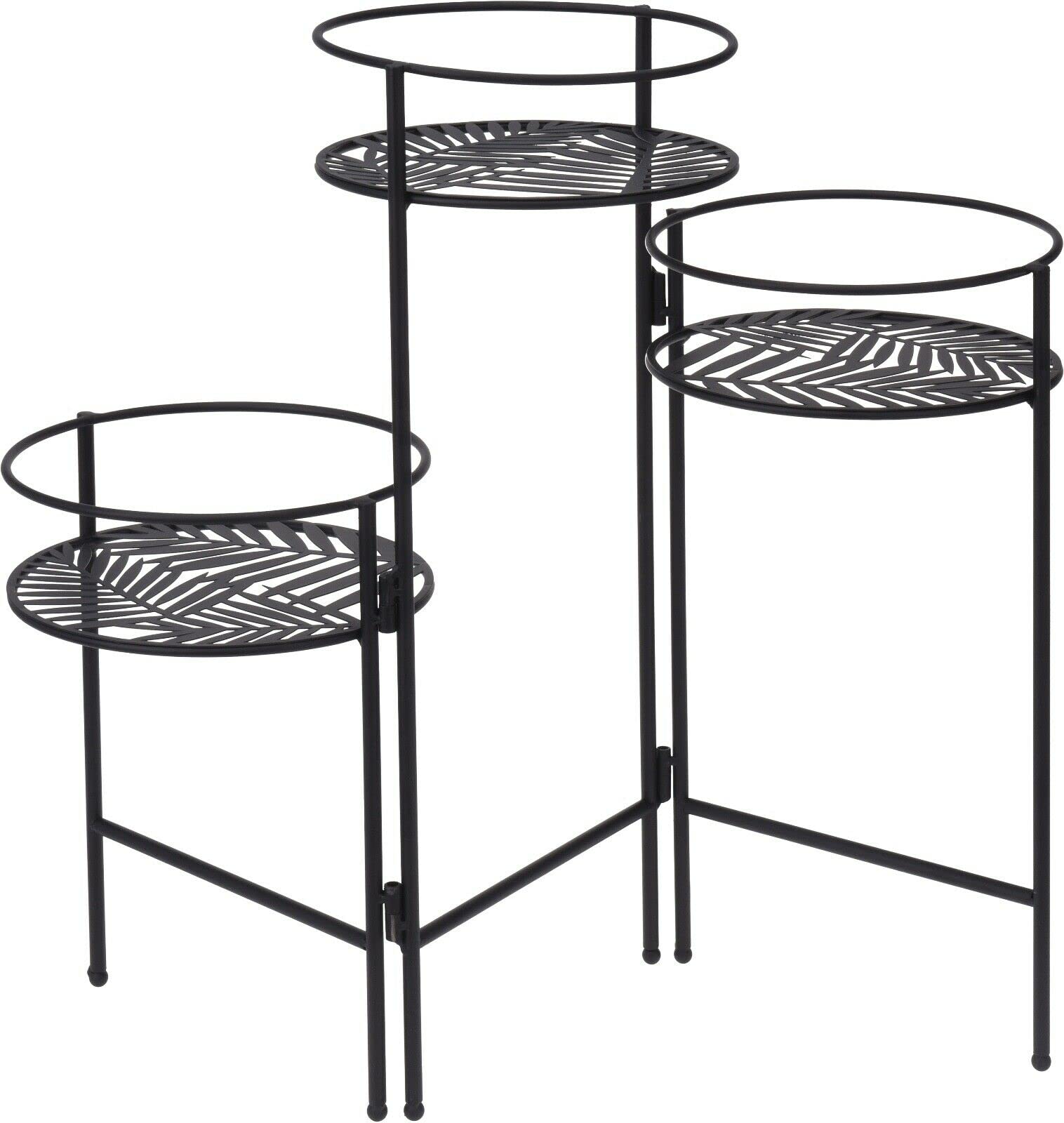 Muddy Hands 3 Tier Black Metal Folding Plant Pot Stand Indoor Home Outdoor Garden Planter Display Holder Shelf