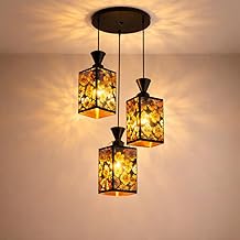 Modern Moroccan Cutwork Metal Hanging Pendant Light, Warm Ambient Ceiling Lamp for Living Room, Bedroom, Dining Area, Black Finish, E27 Holder (Sunflower_Hanging_Triple)