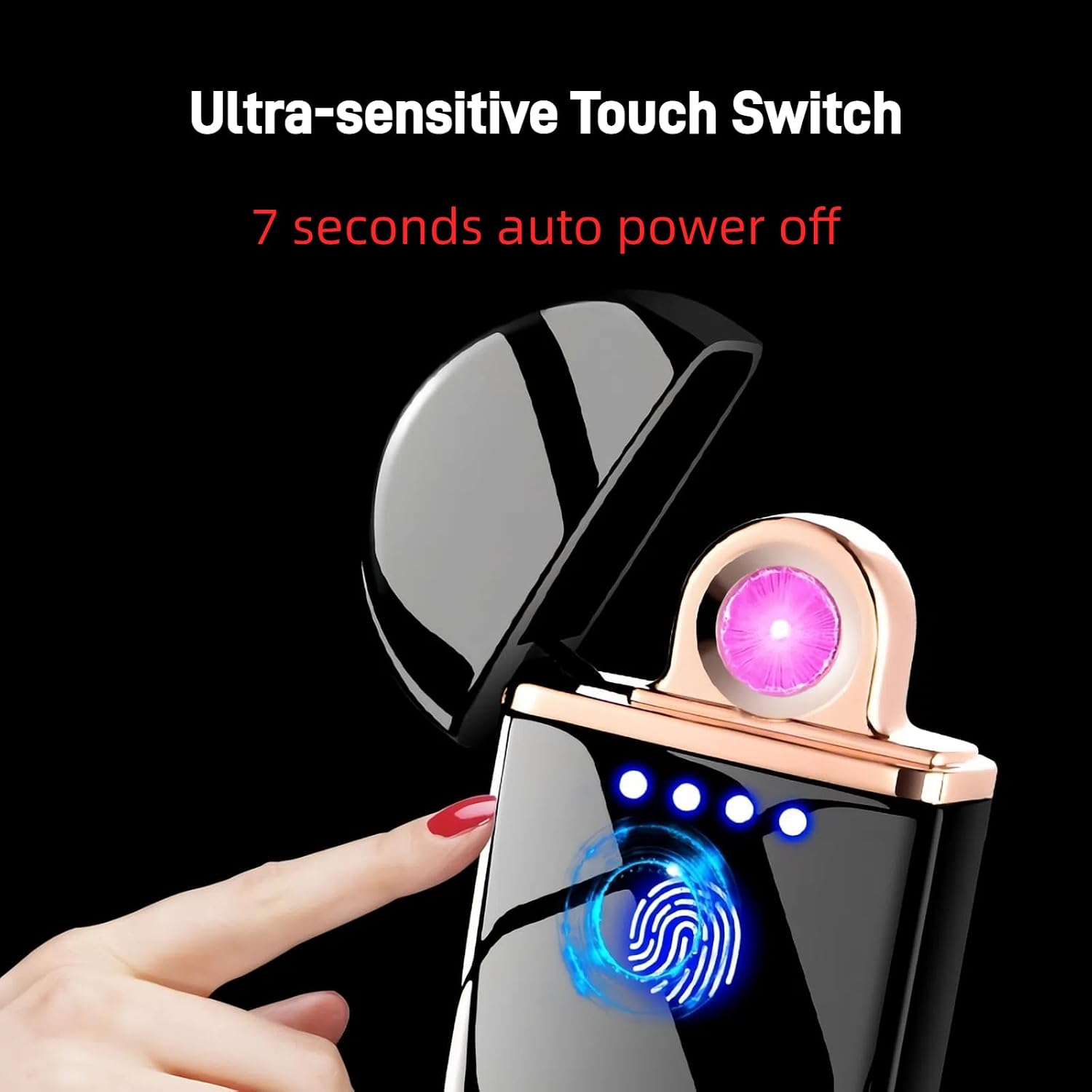 Spinning Arc Lighter, Windproof Flameless Electric Lighter, Touch Sensor Electronic Lighters, USB Rechargeable, with Dynamic Cool LED Lights, Wolf (Frosted Black)
