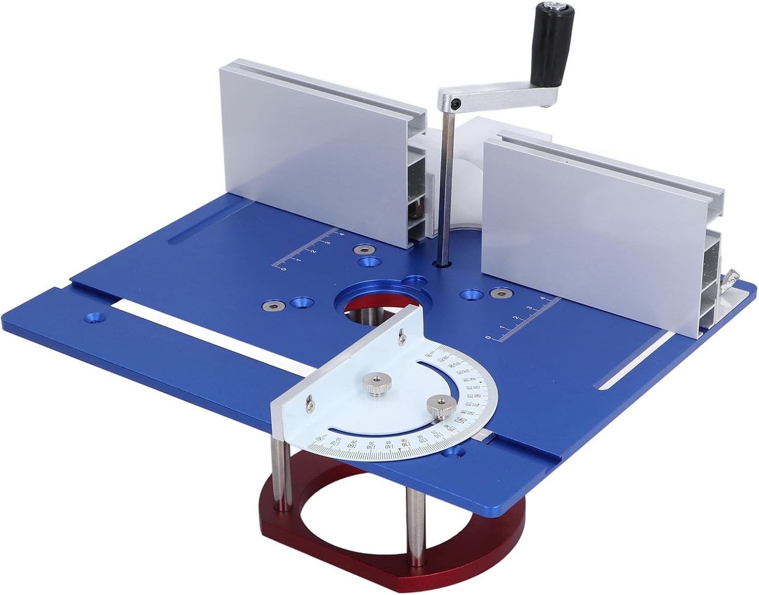 Router Lift Base, Aluminum Alloy Manual Router Table Lift System, Height Adjustable with 51mm Stroke for Woodworking Machinery, Compatible with 63.8-65mm Motor Diameter (Blue)