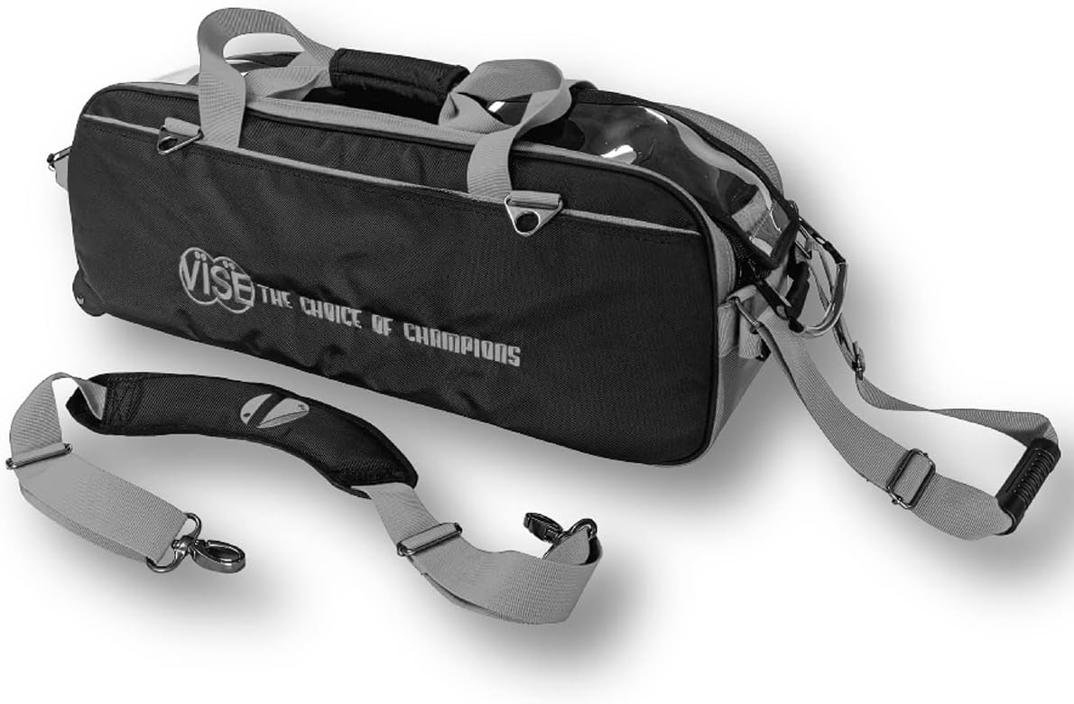 Vise Clear Top 3 Ball Tote Roller Bowling Bag Black/Silver