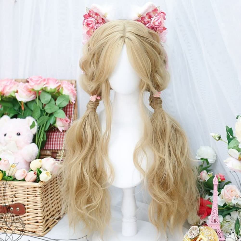 SCORRO Long Curly Hair Wavy Blonde Daily Wigs Cosplay Wig Lolita Wig Hair, Harajuku Sweet Kawaii Party Wig Halloween Wigs for Women Girls (13)