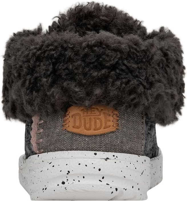 Hey Dude Wendy Fold Youth Stitch Cozy Black Size 6 | Girl's Loafers | Girl's Slip On Shoes | Comfortable & Light Weight