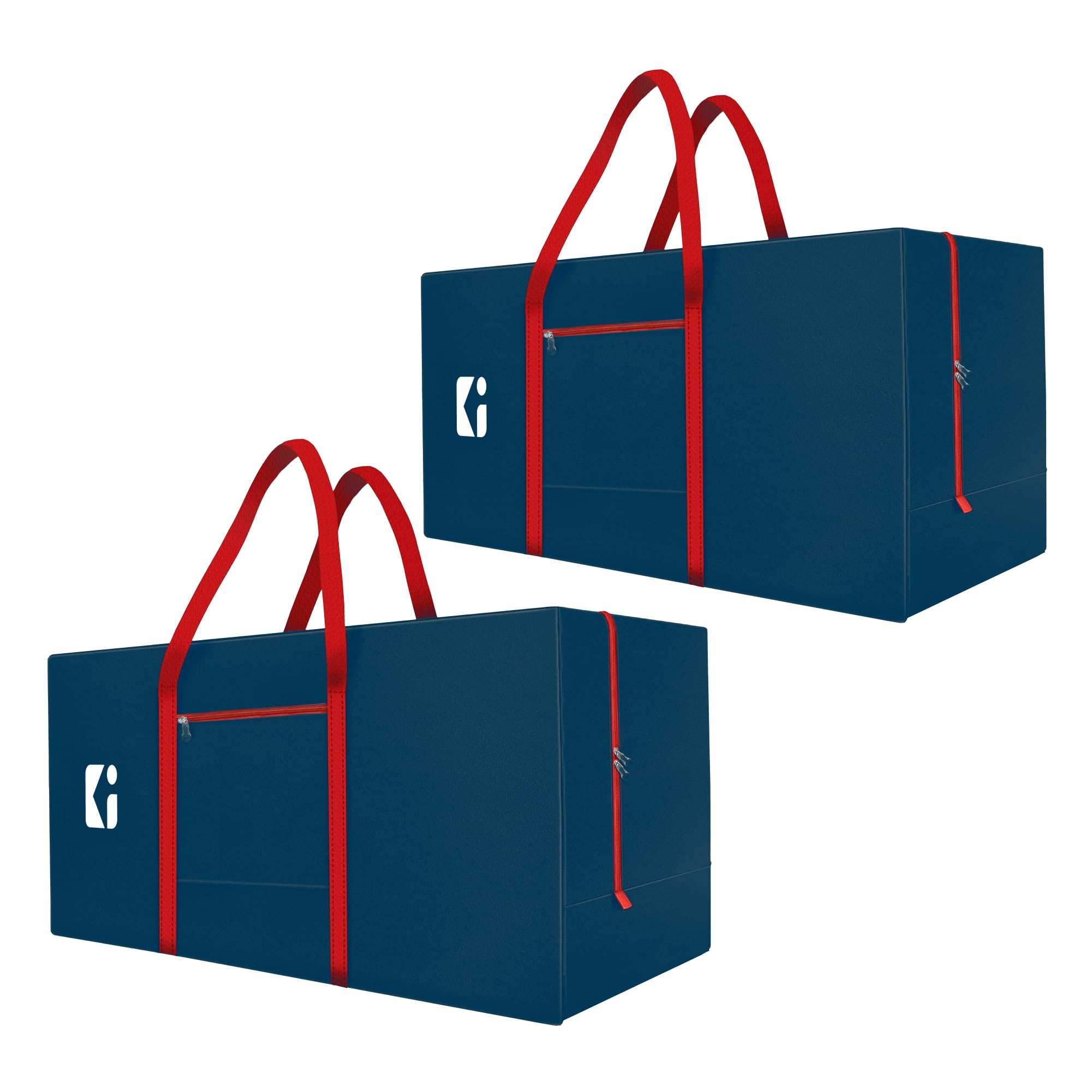 Urbane Home Pack of 2 Durable (2 Compartments) Storage Bags For Clothes Large With Zip | Packers & Movers Under Bed Storage Organizer Box for Clothes, Blanket & Toys | Red & Blue-image-38