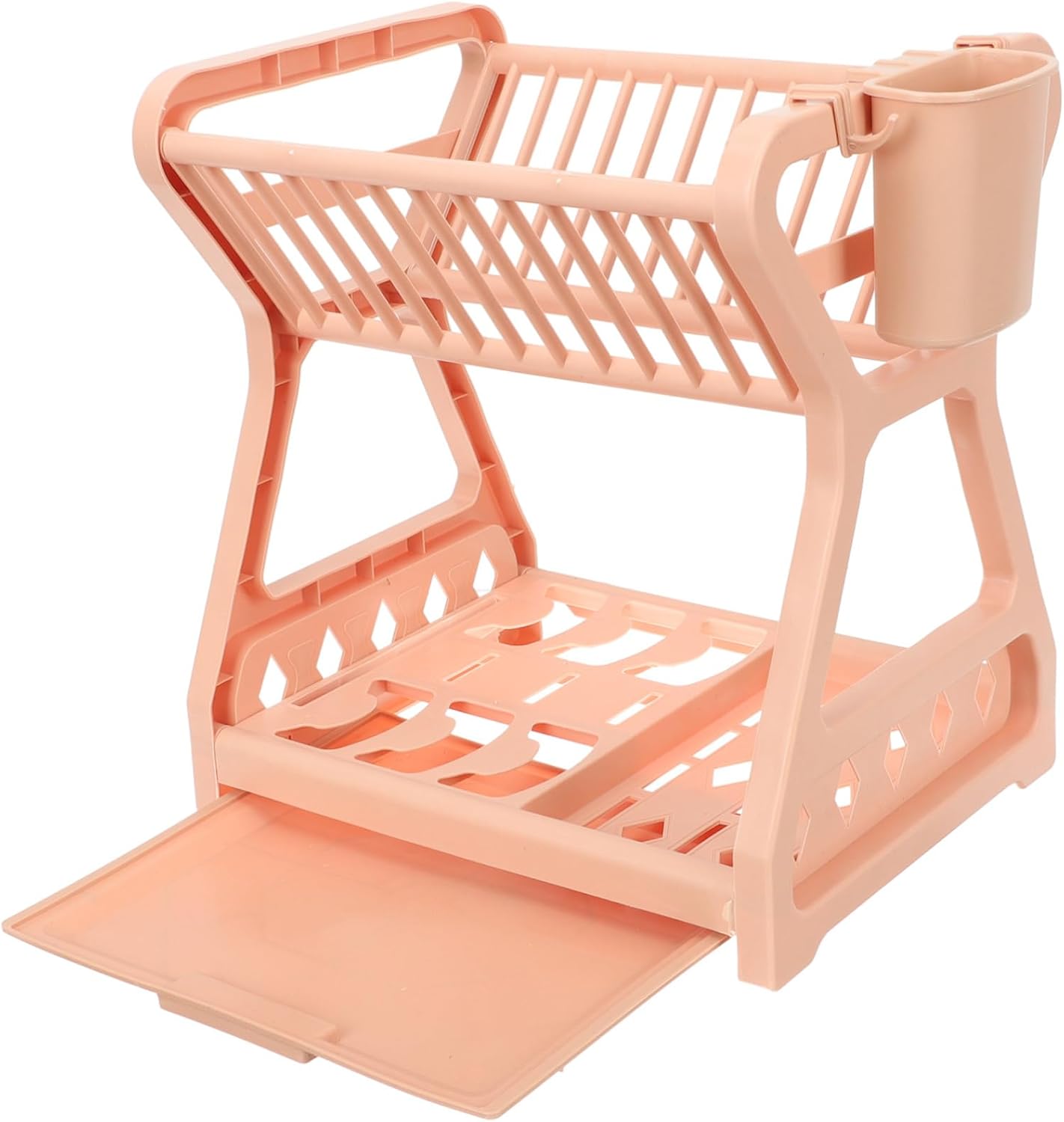 Double Layer Storage Plate Rack Plastic Desktop Organizer