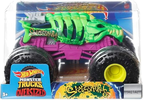 Hot Wheels Monster Trucks Skelesaurus 2024 juguete, escala 124 fundido a presión