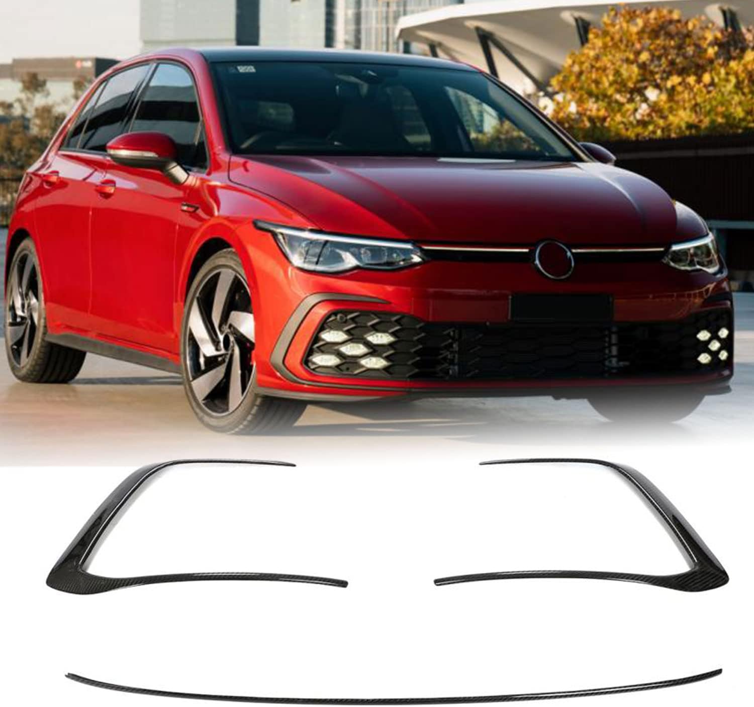 Dry Carbon Fiber Front Bumper Grille Fog Light Trim for VW Volkswagen Golf 8 GTI 2021-2022 2D 4D Front Chin Spoiler Splitter Protector Factory Outlet
