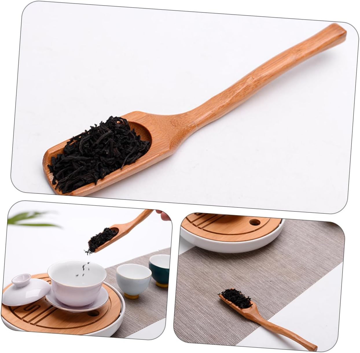 OUNONA 6pcs Tea Scoops Long Handle Curved Shovels Ergonomic Grip Smooth Surface for Loose Tea Home Office Accessories