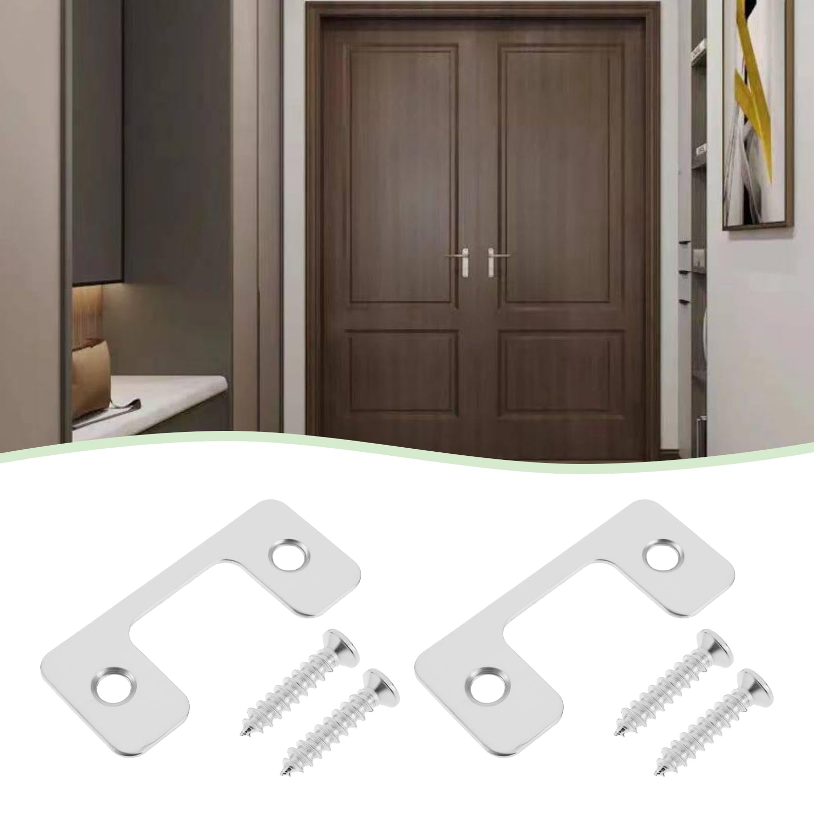 Create idea 2pcs Adjustable Strike Plate for Exterior Doors 201 Stainless Steel Door Frame Gusset Plate with Screws 57x25.6x25mm 5x25mm - Image 2