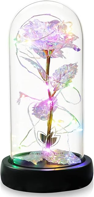 Valentine's Day Gift for Her Galaxy Crystal Flower Rose, Artificial Flower Gift Colorful Flower, Friend Lamps, Unique Home Decorations, Anniversary, Love Flowers Women's Gift Birthday Gifts