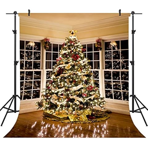 OUYIDA 8X8FT Seamless Christmas Theme Pictorial Cloth Photography Background Computer-Printed Vinyl Backdrop CEM02C Cover