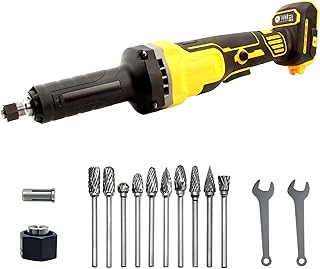 Cordless Die Grinder for Dewalt 20V Battery,10 Pcs 6mm Drill+1/4" Chuck | 4 Speeds Electric Die Grinder,26000 RPM Brushless Straight Grinder for Grinding Polishing Deburring(No Battery)