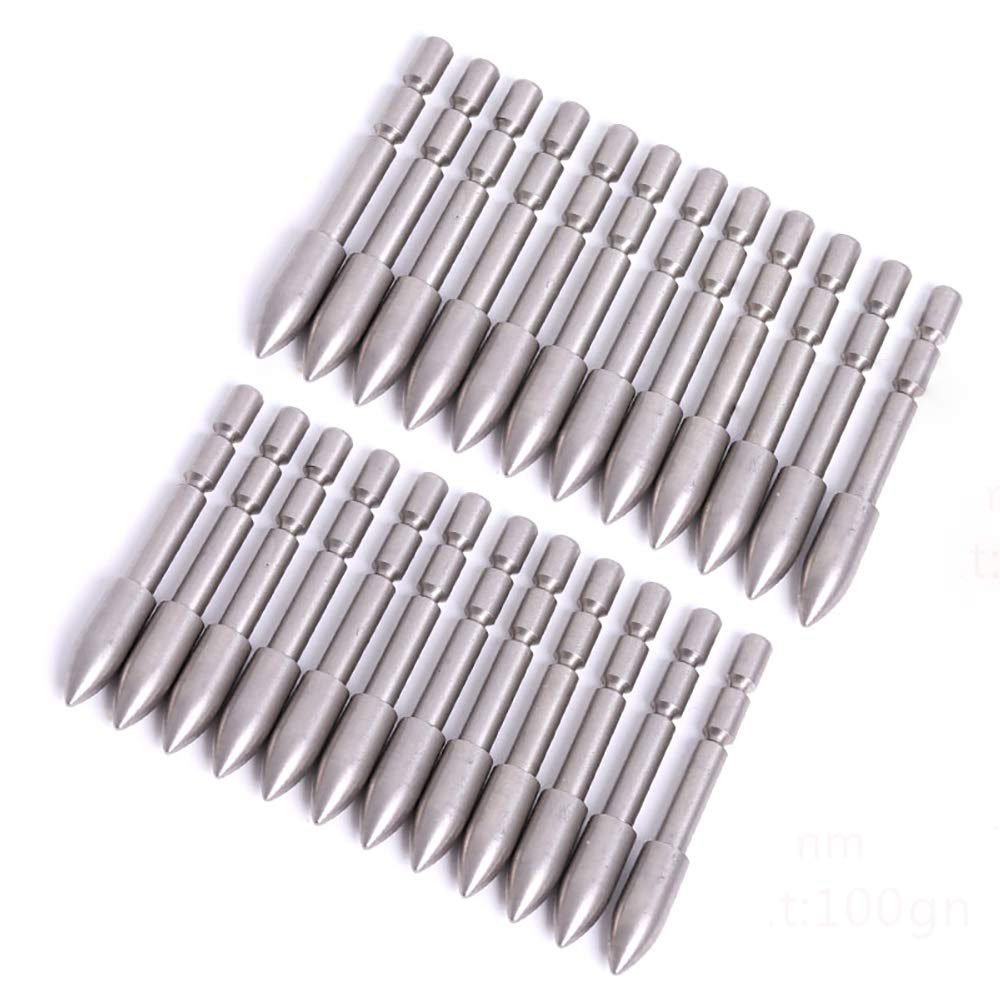 ACCMOS 24pcs 70 80 90 100 110 120 Grain Stainless Steel Bullet Point Tip for ID 4.2 mm Arrow Shaft, Archery Hunting Arrows Accessories (100gr OD6.1mm)