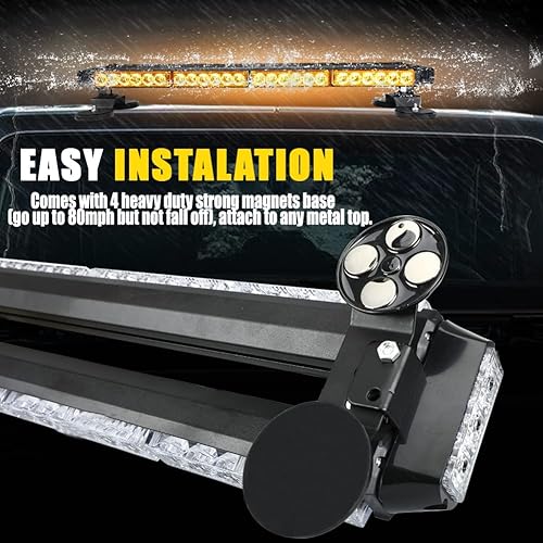 Miniatura 5 de 26" 54 LED 7 modo flash Asesor de tráfico de doble cara advertencia de emergencia seguridad vehículo techo superior barra de luz estroboscópica con