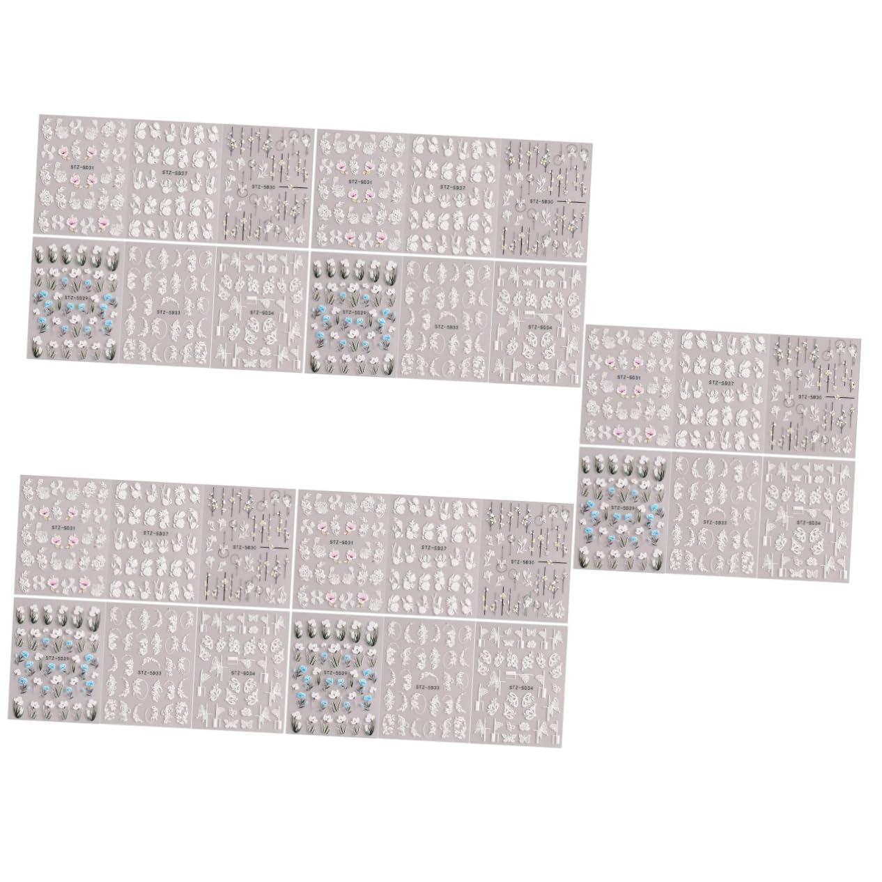 FOMIYES 5 Set Di Adesivi Per Unghie A Forma Di Fiore Adesivi Per Nail Art Per Donne E Ragazze Set Di Forniture Per Nail Art 6 Fogli*5