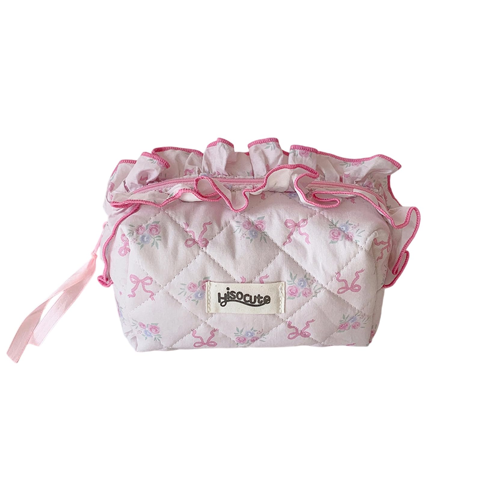 HDOYTXXM Girls Cosmetic Pouches with Lace Accent Spacious Makeup Bag Polycotton Fabric Portable Travel Friendly Storage for Beauty Accessories Adorable Storage Pouches