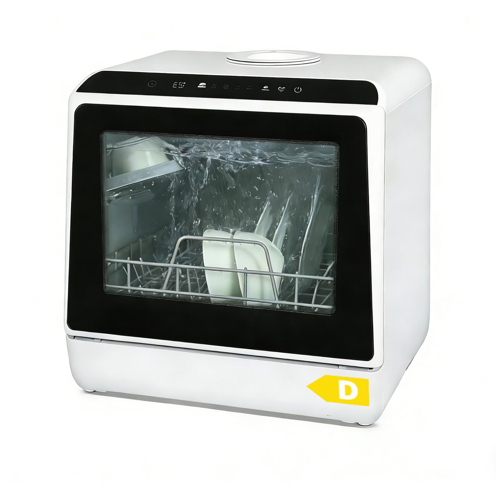 Fullwatt Mini Geschirrspüler für 3 Gedecke, Freistehender Tischgeschirrspüler, mit/ohne Wasseranschluss nutzbar, ragbarer Geschirrspüler mit 5+1 Programme, Integriertem 5 Liter Wassertank LED Anzeige